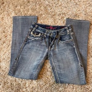 Rock & Roll Jeans Womens 24x27.5 Cowgirl Blue Rival Low Rise Stretch